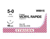 Vicryl Rapide, Absorb, 5-0, 45cm, 3/8 circle, Reverse Cutting Prime 11mm needle, Undyed (Pk of 12) image