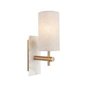 EL VINTAGE BRASS AND WHITE MARBLE UP OR DOWN WALL LIGHT INCL SHADE