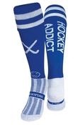 WackySox Hockey Addict Blue Hockey Sock