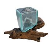 Square Glass Teak Root