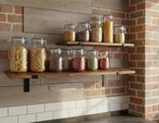 Reclaimed Wood Shelves with Cast Iron Bracket image
