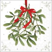 Mistletoe with Bow White Napkin 20 Pack 33x33cm image