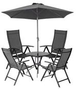 Serra Complete Dining Set with 4 Reclining Chairs, Table and Parasol image