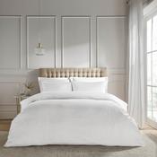Catherine Lansfield 300 Thread Count Satin Stripe White Duvet Cover Set with Pillowcase/s image