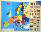 Europe Map &amp; Flags Wooden Puzzle