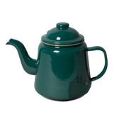 Enamel Tea Pot Green With Moss Green Rim 14cm