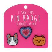 Pin Badge Hearts &amp; Cat &amp; Rabbi