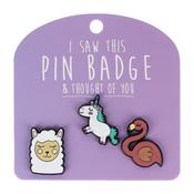 Pin Badge Unicorn, Llama &amp; Fla
