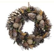 30cm Gold Leaf &amp; Cone Wreath