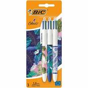 BIC 3pk of 4 Colour Ballpoint Pens - Botanical Decor image