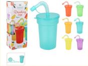 6 Plastic Cups With Lid/Straw