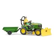BRUDER JOHN DEERE RIDE ON MOWER WITH TRAILER AND GARDENER image