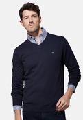 Fynch Hatton Casual-Fit Fine Knit Jumper V-Neck - Navy