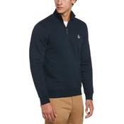 Original Penguin Fleece Organic Cotton Quarter Zip Sweatshirt In Dark Sapphire image