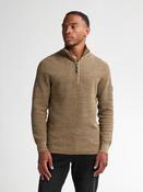 Petrol Knitted Half Zip - Tan