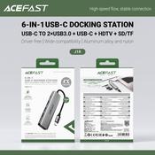 ACEFAST J18 USB-C 6-in-1 HUB Docking Station Metal Grey image