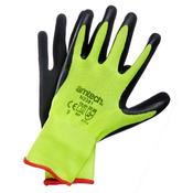 Hi-Vis latex coated gloves large (size: 9) - N2381