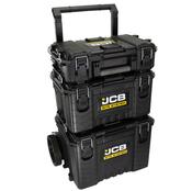 JCB Site System, 3-Piece Modular Tool Storage, Box and Organiser with Cart, 9’’ Wheel 
