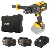 JCB Pro 18V Combi Drill 160Nm, Brushless, Anti-Kickback &amp; Variable Speed, 25+3 Torque, 2x 5.0Ah Lithium-ion Batteries &amp; 4.5A Charger