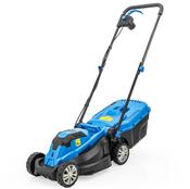 Hyundai 33cm 1300W Electric Lawn Mower, 11m Detachable Power Cable, 3 Heights &amp; 30L Collection Bag image