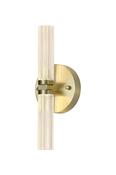 Aberdeen LED Up/Down Wall Light, Satin Brass Metal with Clea