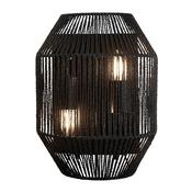 Wicker 2Wall Light - Matt Black Metal &amp; Black Rope Shade