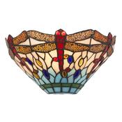 Dragonfly Wall Light - Antique Brass Metal &amp; Stained Glass