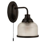 Highworth Wall Light- Matt Black Metal,Holophane Style Glass image