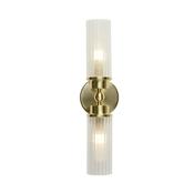 Imperial 2Lt Wall Light, Satin Brass Metal &amp; Clear Ribbed Gl
