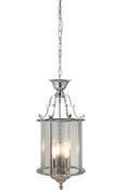 Bevelled Lantern  Pendant - Chrome Metal &amp; Clear Glass image
