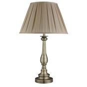Flemish Table Lamp - Antique Brass Metal, Grey Pleated Shade image