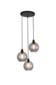 Radiance 3Lt Multi Drop Pendant, Black Metal and Smoked Glas