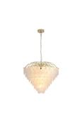 Feather 10Lt Pendant, Polished Brass with Frosted Glass image