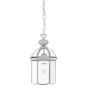 Bevelled Lantern Pendant - Chrome Metal &amp; Clear Glass image