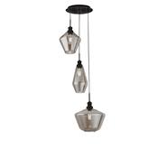 Mia 3Lt Multi-Drop Pendant  - Black Metal &amp; Smoked Glass image