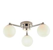 Tiberius 3Lt Flush - Chrome Metal &amp; White Frosted Glass
