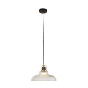 Glossop Pendant - Glass, Black &amp; Brass Metal