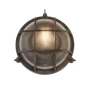 Bulkhead Round Outdoor Light-Black/Silver Metal &amp; Clear Glas