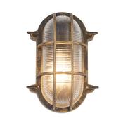 Bulkhead Oval Outdoor Light - Black Gold Metal &amp; Clear Glass
