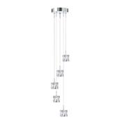 Ice Cube Multi-Drop Pendant - Chrome Metal &amp; Glass