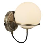 Sphere Wall Light - Antique Brass Metal &amp; Opal Glass image