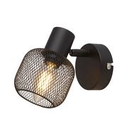 Meshy Cage Spotlight Wall Light - Black Metal image