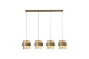 Royal 4Lt Bar Pendant, Sand Metal, Amber Ribbed Glass