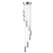 Sculptured Ice Multi-Drop Pendant-Chrome, Clear Crystal