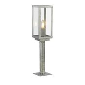 Box II Small Silver Outdoor Light Post - Galvanised Metal &amp; Glass