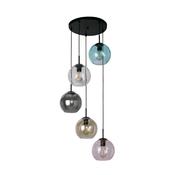 Mardi Gras II Pendant - Black Metal &amp; Coloured Glass