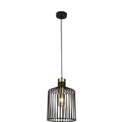 Bird Cage Pendant - Black &amp; Satin Brass Metal
