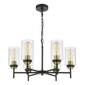 ABEL 6LT PENDANT BLACK &amp; GOLD CW CLEAR GLS