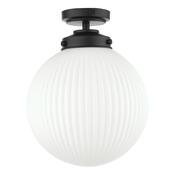 ALRIK 1LT FLUSH MATT BLACK OPAL GLASS IP44 image