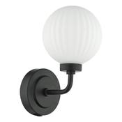 ALRIK 1LT WALL LIGHT MATT BLACK OPAL GLASS IP44 image